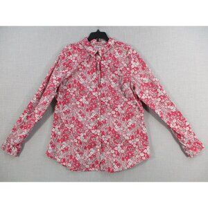 Old Navy Womens Red Floral Button-Front Long Sleeve Shirt Size Large
